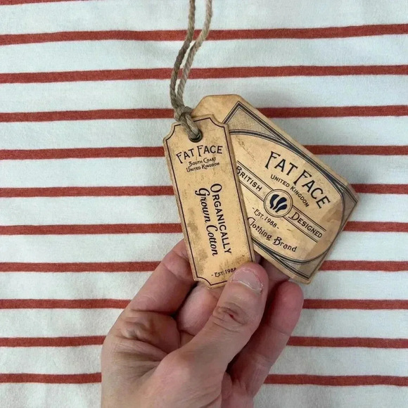 Fat Face Women's Long Sleeve Organic Cotton Crewneck Shirt Sz 2 NWT Striped Red - Picture 3 of 11